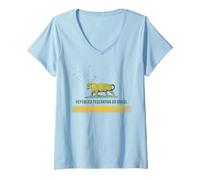 Donna Brasile Jaguar - Combinazione Bandiera Brasile e California Maglietta con Collo a V