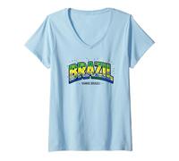 Donna Brasile Vamos Brasil Soccer Fan Shirt 2026 Maglietta con Collo a V