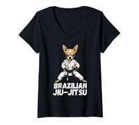Donna Brasiliano Jiu-Jitsu Chihuahua Amante dei cani Gi Arti Marziali BJJ Maglietta con Collo a V