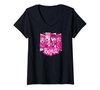 Donna Bratz - Logo Bambola Rosa Maglietta con Collo a V