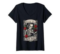 Donna Brava Ragazza Che Legge Libri sporchi Dark Romance Bookish Maglietta con Collo a V
