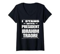 Donna Bravo Capitano Ibrahim Traore! Viva la NAZIONE del Burkina Maglietta con Collo a V