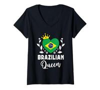 Donna Brazilian Queen Brazil Flag Proud Brazilian Woman Maglietta con Collo a V