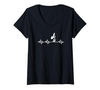 Donna Break Dancer B-Boy Heartbeat Uomini Donne Divertente Breakdance Maglietta con Collo a V