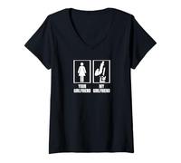 Donna Break Dancer La Tua Ragazza La mia Ragazza Funny Breakdance Maglietta con Collo a V