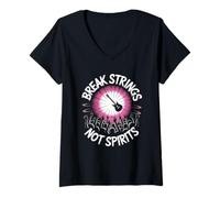 Donna Break Strings Not Spirits Musica Punk Rock Maglietta con Collo a V