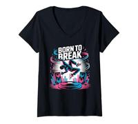 Donna Breakdance Bambini Breakdance Breakdancer Urban Dance Musica Maglietta con Collo a V