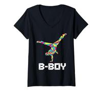 Donna Breakdancing Bambini Breakdancers Hip-Hop Danza Breakdance Maglietta con Collo a V