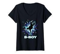 Donna Breakdancing Bambini Breakdancers Hip-Hop Danza Breakdance Maglietta con Collo a V