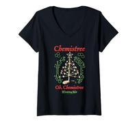 Donna Breaking Bad Oh Chemistree Funny Christmas Science Humor Maglietta con Collo a V