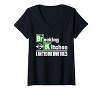 Donna Breaking Kitchen Camicia da Cucina Funny Chef Maglietta con Collo a V