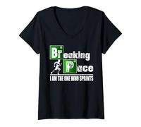 Donna Breaking Space Running Funny Runner Maglietta con Collo a V