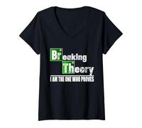Donna Breaking Theory Matematica Divertente Maglietta con Collo a V