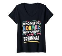 Donna BREANNA Personalized Name Funny Cute Custom BREANNA Name Maglietta con Collo a V