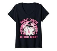 Donna Breast Cancer Is Boo Sheet Maglietta con Collo a V