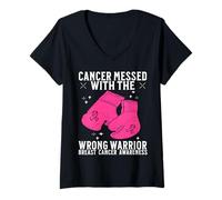 Donna Breast Cancer Warrior Women Breast Cancer Awareness Gifts Maglietta con Collo a V