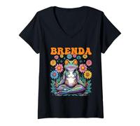 Donna Brenda - Design stravagante a forma di rana, per ragazze, nome Brenda Maglietta con Collo a V