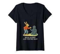 Donna Br'er Rabbit e Il Tar Baby Classic American Folklore Maglietta con Collo a V