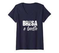 Donna Bresa E Basta Curva Nord Brescia Tifo Divertente Simpatica Maglietta con Collo a V