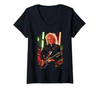 Donna Brian May Chitarra Live Queen & Adam Lambert di Dick Barnatt Maglietta con Collo a V