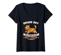 Donna Briard Boy, Like A Normal Boy Solo più Bello - Briard Dog Maglietta con Collo a V