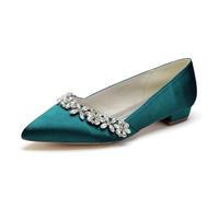 Donna Bridal Flat Punta Strass Scarpe da Sposa Comode Regalo Scarpe Matrimonio Festa 2Cm,Navy Blue,41 EU
