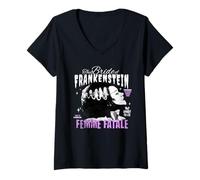 Donna Bride of Frankenstein Femme - Maglietta da Donna Vintage Horror Maglietta con Collo a V