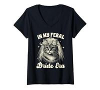 Donna Bride To Be Cat Mom Cat Wedding In My Freal Bride Era Maglietta con Collo a V