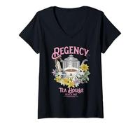 Donna Bridgerton Regency Tea House Maglietta con Collo a V
