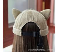 Donna Brimless Teschio Cappello Cotone Denim Gatto Orecchio Carino Rolled Rétro