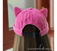 Donna Brimless Teschio Cappello Cotone Denim Gatto Orecchio Carino Rolled Rétro