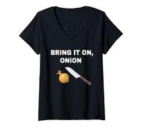Donna Bring It On Cipolla Cucina Cucina Cucina Chef Foodie Maglietta con Collo a V