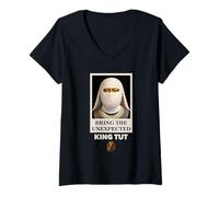 Donna Bring The Unexpected Egyptian Pharaoh King Tut Face Graphic Maglietta con Collo a V