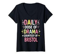 Donna Bristol Personalized Name Funny Cute Custom Bristol Name Maglietta con Collo a V