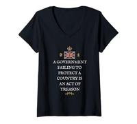 Donna Britain Patriotic British Pride Supporter Proteggere Il Paese del Regno Unito Maglietta con Collo a V