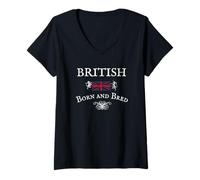Donna BRITISH NATI E BRED, UK, INGHILTERNA, GRAN BRETAGNA, BLIGHTY Maglietta con Collo a V