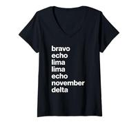 Donna British Slang Phonetic Alphabet Bellend Maglietta con Collo a V
