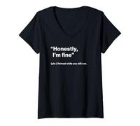Donna British Translation: Honestly, I'm Fine” Maglietta con Collo a V