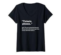 Donna British Translation: Tickets Please Maglietta con Collo a V