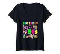 Donna Bro This is 80's Shirt 80s 90s Funny Costume Party Donne Uomini Maglietta con Collo a V