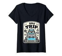 Donna Bro Trip Mode Avventure Vacation Weekend Brothers ||---- Maglietta con Collo a V