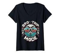 Donna Bro Trip Mode Avventure Vacation Weekend Brothers |||--- Maglietta con Collo a V