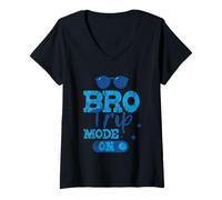 Donna Bro Trip Mode Avventure Vacation Weekend Brothers Maglietta con Collo a V