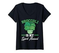 Donna Broccoli è Il Mio Spirito Animale Vegano Vegetariano Vegetariano Maglietta con Collo a V