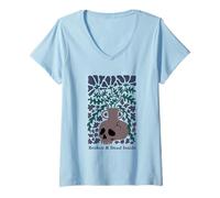 Donna Broken And Dead Inside Dark Floral Skull Maglietta con Collo a V