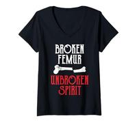 Donna Broken Femur - Unbroken Spirit Maglietta con Collo a V