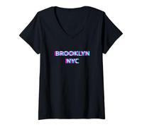 Donna Brooklyn New York City Maglietta con Collo a V