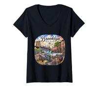 Donna Brooklyn, Nuovo, New York Maglietta con Collo a V