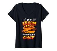 Donna Broom Broke So Now I'm A Chef Halloween Costume Maglietta con Collo a V