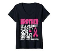 Donna Brother of a Warrior Breast Cancer Awareness Support Gifts Maglietta con Collo a V